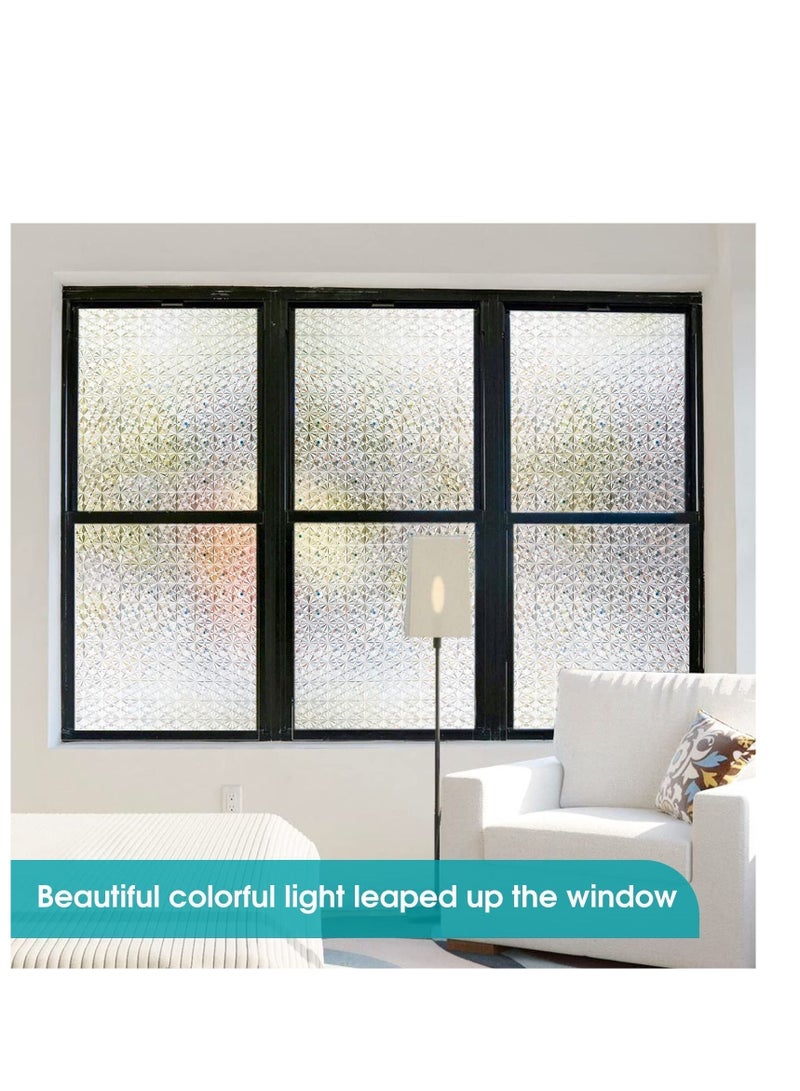 SYOSI فيلم خصوصية النوافذ زجاج ملون معالج ضد الضباب، ملصقات براقة ثلاثية الأبعاد، تغطية خشبية غير لاصقة لأبواب الحمام، تحجب أشعة الشمس، ملصقات قزحية (17.7x39.5 بوصة) - Image 3