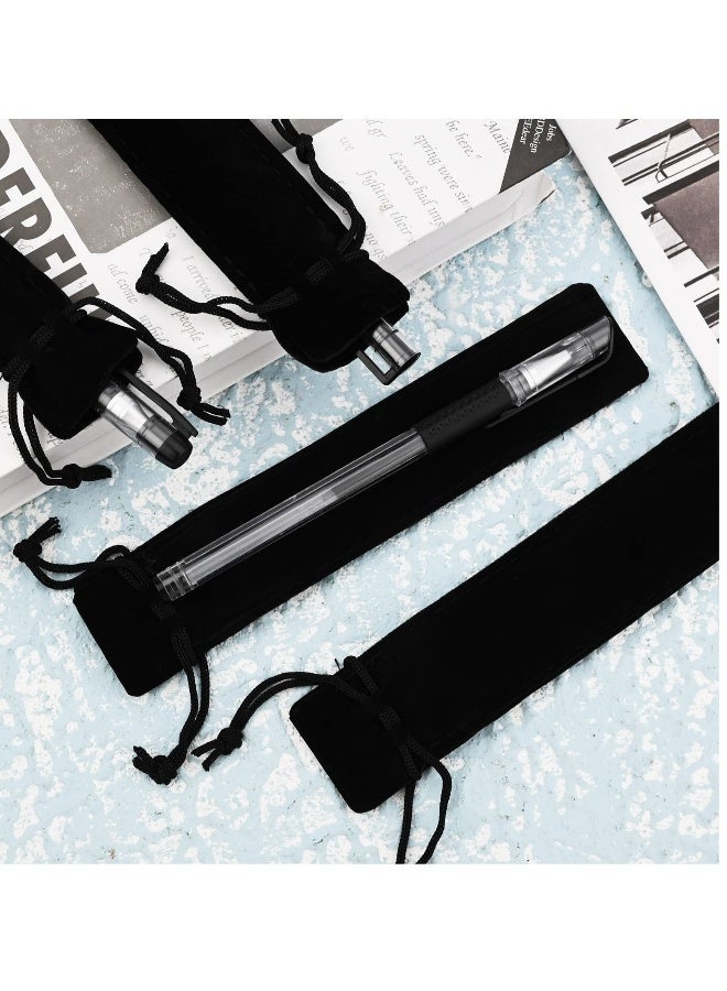 Generic Black Velvet Pen Pouches - 20-Pack Single Pen Gift Bags for School, Office, and Business Gifts - Drawstring Pen Holders for Elegant Packaging - Image 4