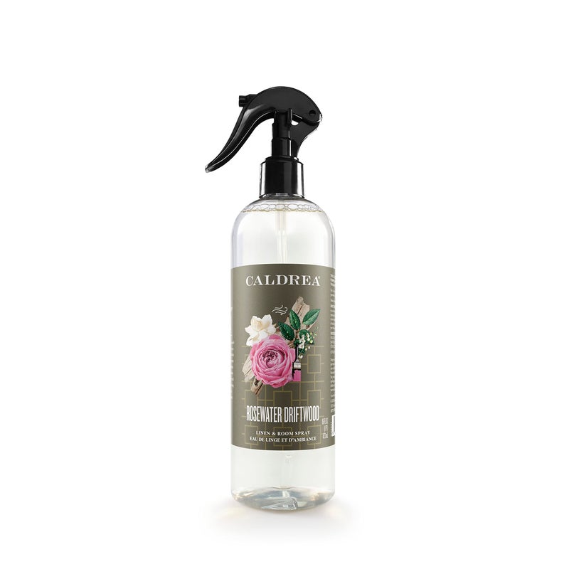Caldrea Linen And Room Spray Air Freshener, Made With Essential Oils, Plant-Derived And Other Thoughtfully Chosen Ingredients, Rosewater Driftwood Scent, 16 Oz
