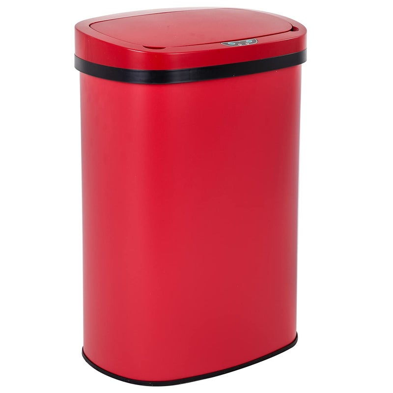BestOffice Kitchen Trash Can Bathroom Bedroom Office Garbage Can with Lid Automatic Touch Free Waste Bin Stainless Steel 13 Gallon / 50L,Red - Image 1