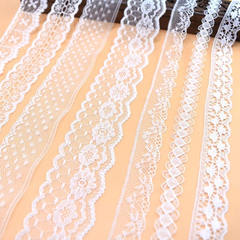 DIY Crafts Diy Crafts 14826 Lace Ribbon Cotton Lace for Sewing Diy Embroidery Trim Decoration Africa Lace Fabric, Pack of 6 Set 10x6, Size Design (Multicolor)  - Image 3