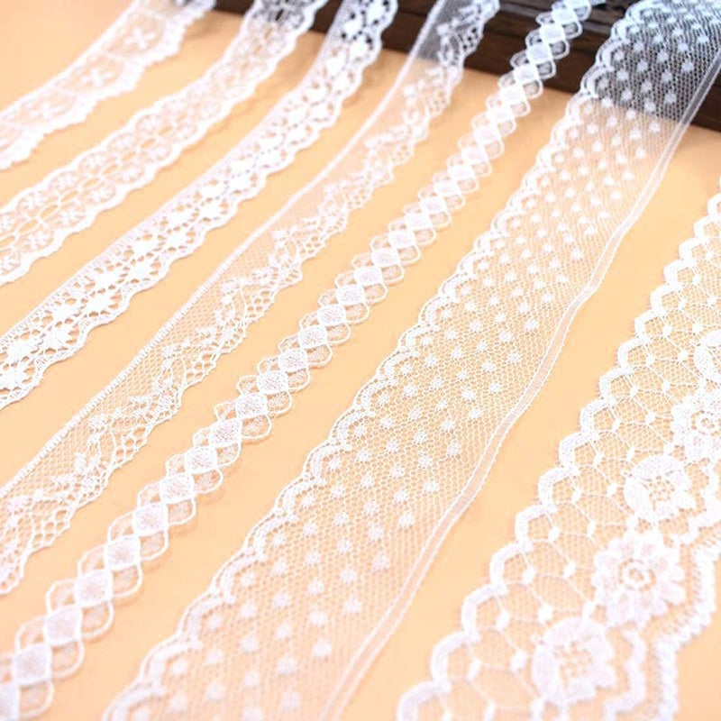 DIY Crafts Diy Crafts 14826 Lace Ribbon Cotton Lace for Sewing Diy Embroidery Trim Decoration Africa Lace Fabric, Pack of 6 Set 10x6, Size Design (Multicolor)  - Image 4