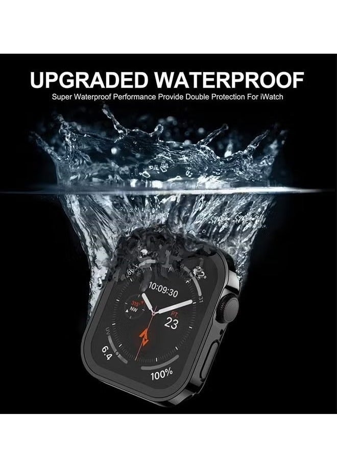 Waterproof Anti-Scratch Apple Watch Series 8/7 45mm Screen Protector Case With HD Tempered Film, Hard PC& Ultra-thin HD Touch Sensitive Film, Full -Screen Cover Bubble-Free Protector Black - Image 4