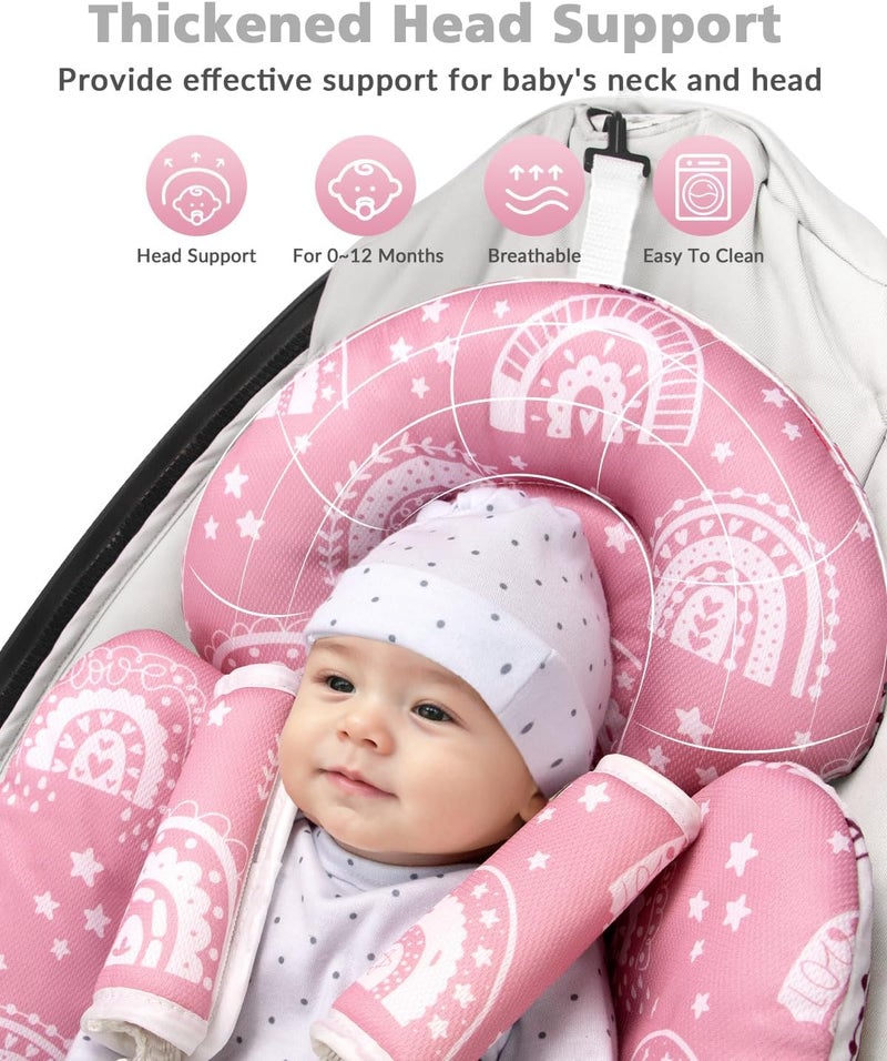 وسادة للرضع متوافقة مع أرجوحة 4moms Mamaroo ومقعد السيارة للرضع، تشمل 3 ألعا�� بديلة، وسادة قابلة للتحويل للأطفال حديثي الولادة للاستخدام في الأرجوحة أو عربة الأطفال أو الكراسي المرتدة، مصنوعة من قماش ناعم بلون بنفسجي رقيق. - Image 2