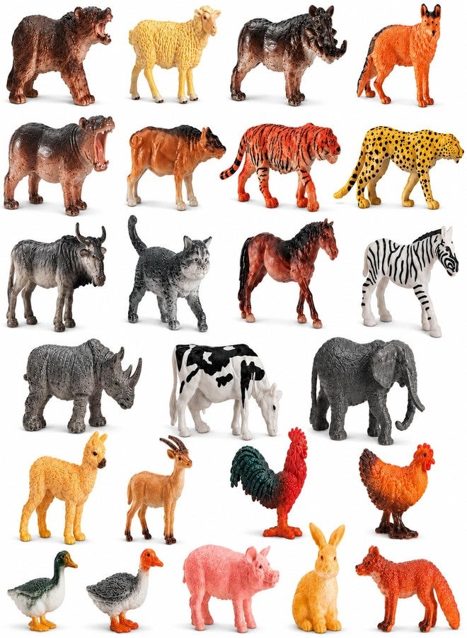 KIZZYEA 24PCS Animal Figures Set for Kids, Realistic Wild & Farm Animals Toy Playset with Elephant, Tiger, Cow, Horse, Educational Learning Safari Zoo Farm Animal Toys for Toddlers Boys Girls - Image 1