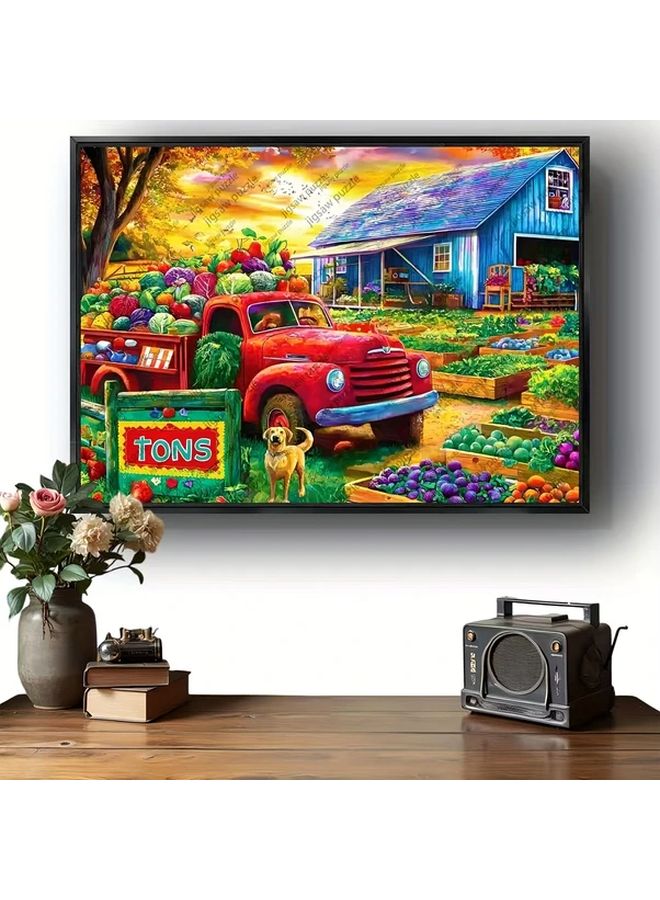 YF769 1000 Pcs Jigsaw Puzzle 19.69x27.56 Inch Garden Red Truck Art Decor Gift - Image 2