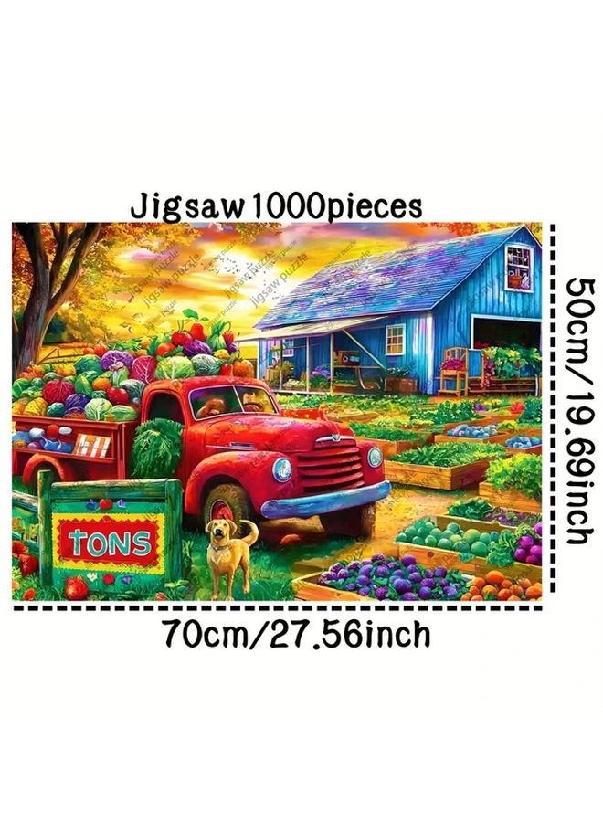 YF769 1000 Pcs Jigsaw Puzzle 19.69x27.56 Inch Garden Red Truck Art Decor Gift - Image 4