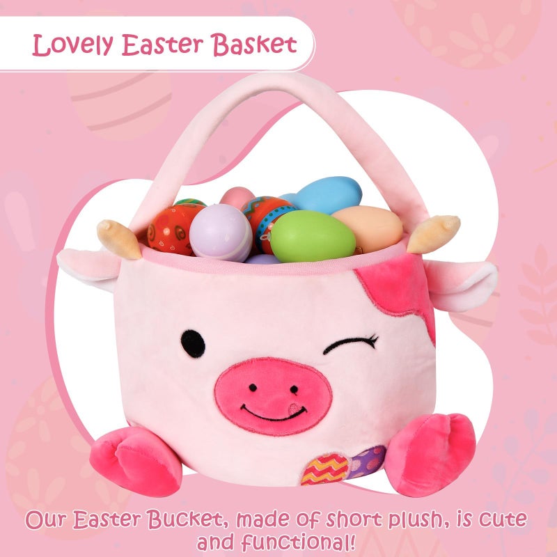 Wepop Easter Baskets for Kids, Cute Cow Easter Egg Buckets Huting Festivals Gift for Girls Boys - Image 2