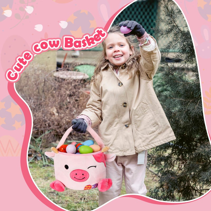 Wepop Easter Baskets for Kids, Cute Cow Easter Egg Buckets Huting Festivals Gift for Girls Boys - Image 5