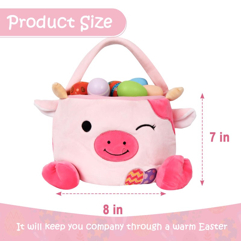 Wepop Easter Baskets for Kids, Cute Cow Easter Egg Buckets Huting Festivals Gift for Girls Boys - Image 3