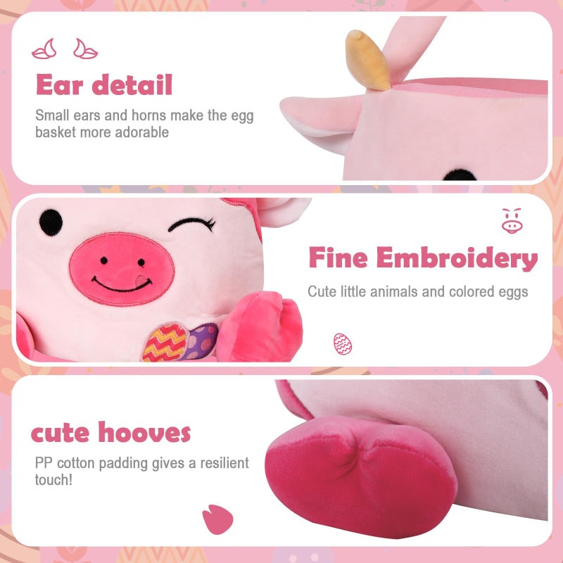 Wepop Easter Baskets for Kids, Cute Cow Easter Egg Buckets Huting Festivals Gift for Girls Boys - Image 4