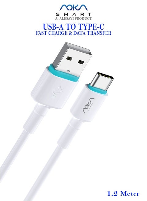 USB-A To Type-C Fast Data Charging Cable AC-W102C - White