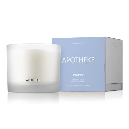 Apotheke 3Wick Scented Candles for Home Canvas  26 oz Soy Wax Jar Candle Gift for Women  LongLasting Fragrance with PerfumeGrade Essential Oils  White Musk Dew Drops  Lily of The Valley