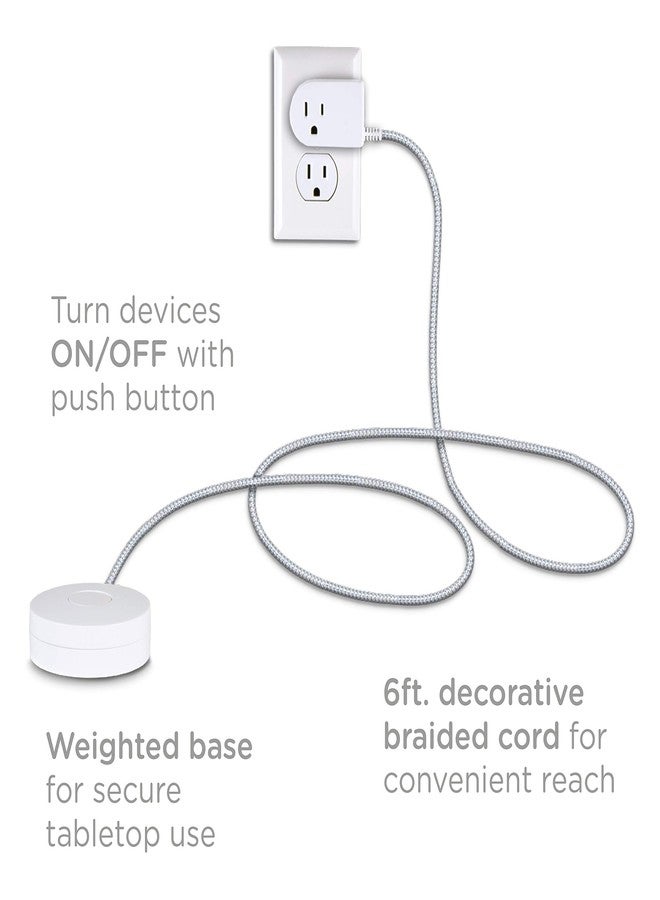 Cordinate Designer On/Off Switch Plug, 6 Ft Braided Power Cord, 3 Prong, Slip Resistant Base, Tabletop or Wall Mount, Perfect for Lamps/Seasonal Lights, Black, 48728, 1 Pack - Image 2