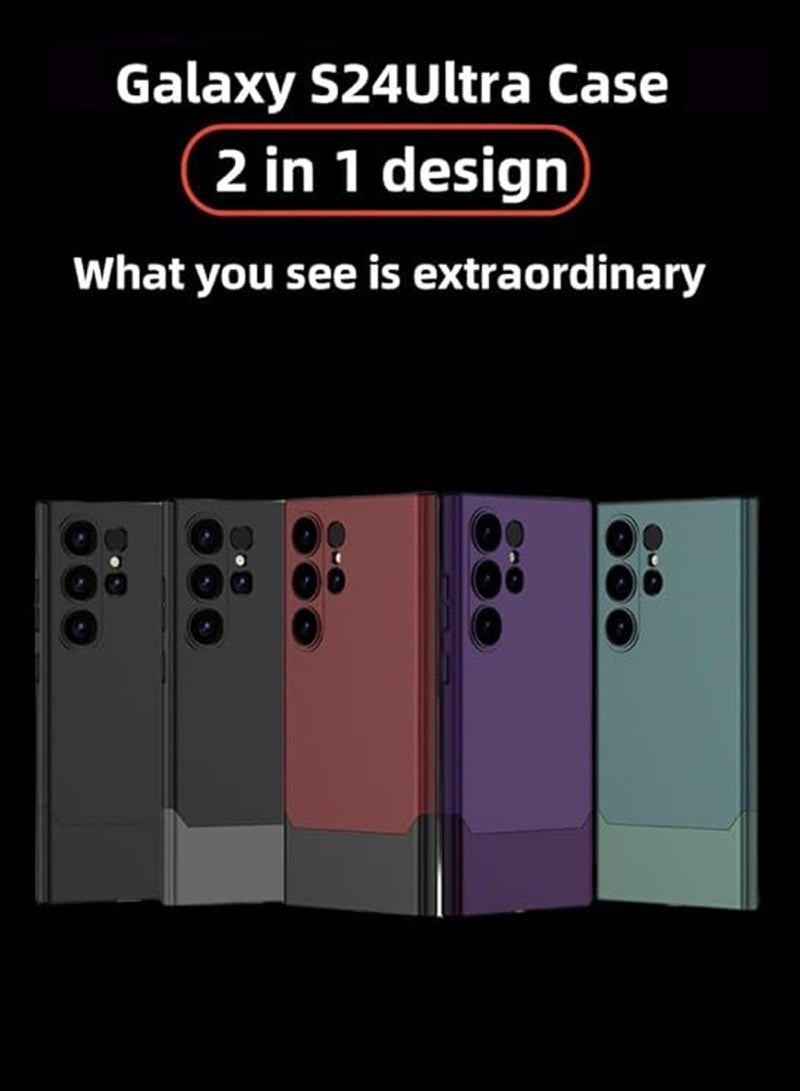 Captaintech S24Ultra Case Ultra Slim 2 in 1 Splicing Top and Bottom S24Ultra Case S24Ultra Case with Herringbone Splicing Contrast Color Design for S24Ultra - Image 2