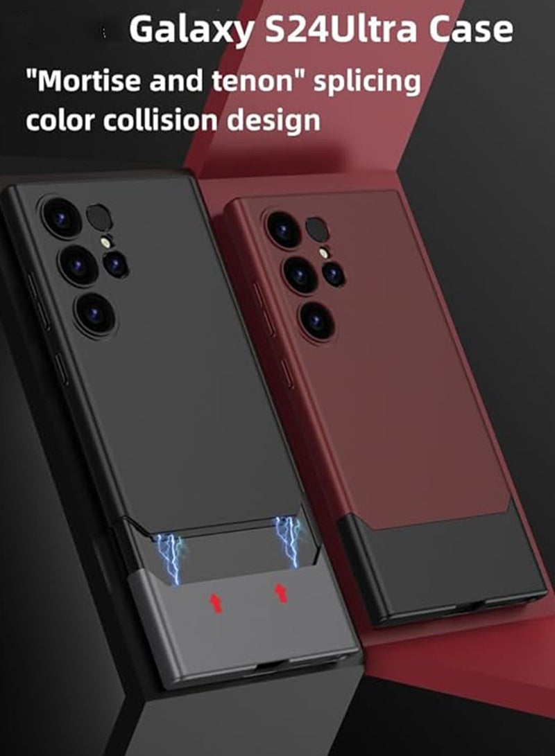 Captaintech S24Ultra Case Ultra Slim 2 in 1 Splicing Top and Bottom S24Ultra Case S24Ultra Case with Herringbone Splicing Contrast Color Design for S24Ultra - Image 4