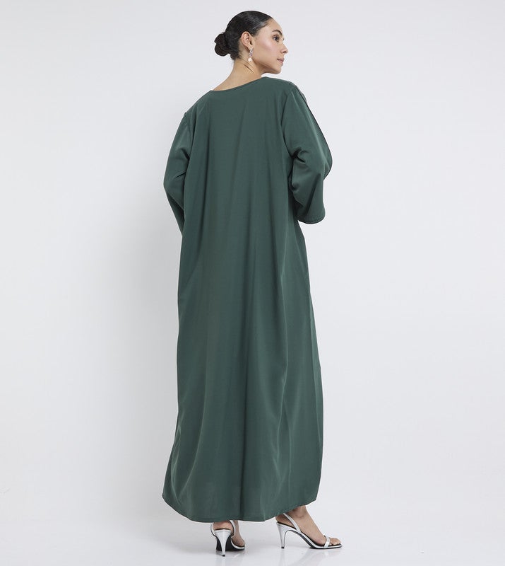 ROZA Stylish Abaya with piping & pleated - Image 4