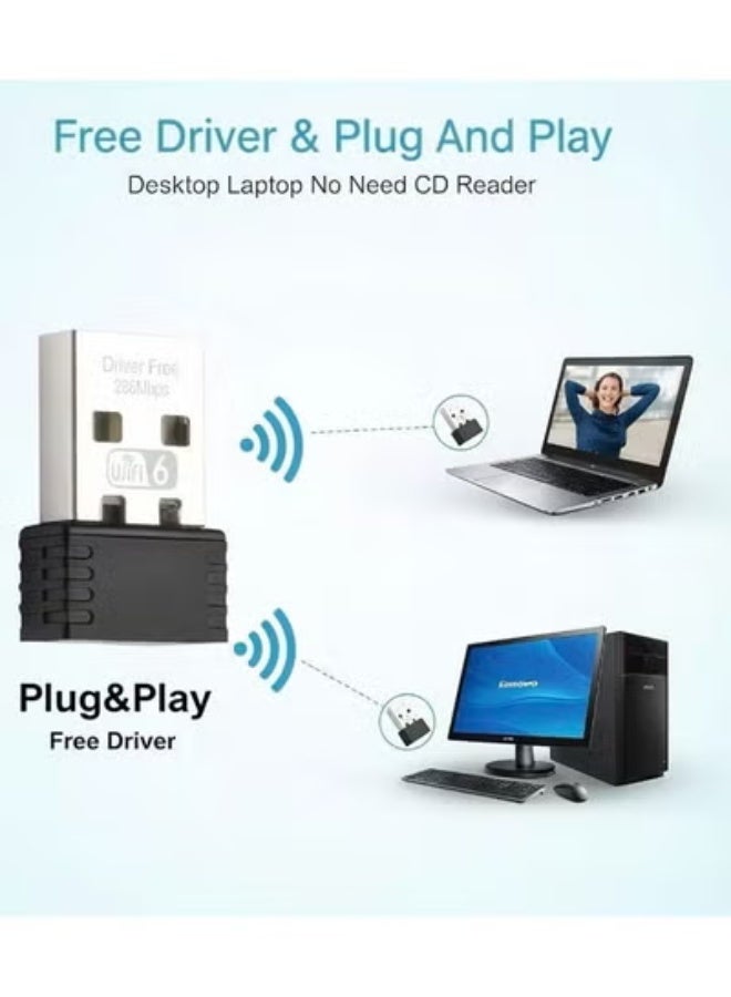 إتش بي إم واي محول USB للواي فاي والبلوتوث، جهاز استقبال خارجي للشبكة اللاسلكية ثنائي النطاق 2.4/5 جيجاهرتز بسرعة 286 ميجابت في الثانية، جهاز واي فاي صغير الحجم لأجهزة الكمبيوتر الشخصية/المحمولة/المكتبية - Image 3