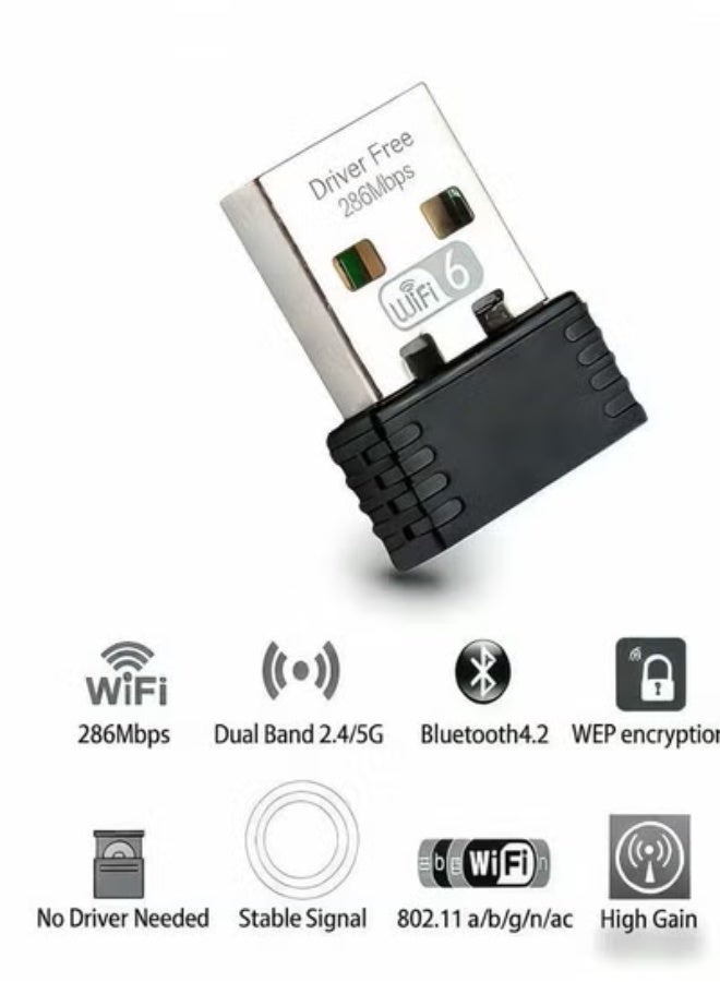إتش بي إم واي محول USB للواي فاي والبلوتوث، جهاز استقبال خارجي للشبكة اللاسلكية ثنائي النطاق 2.4/5 جيجاهرتز بسرعة 286 ميجابت في الثانية، جهاز واي فاي صغير الحجم لأجهزة الكمبيوتر الشخصية/المحمولة/المكتبية - Image 5