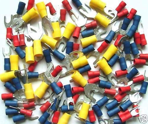 Rpi shop Copper Fork Type Wire Lug Battery Cable Ends Furcate Fork Terminals Connectors InsulatedFit Cable Size15 Sqmm Color Red pack of 50 Pcs - Image 4