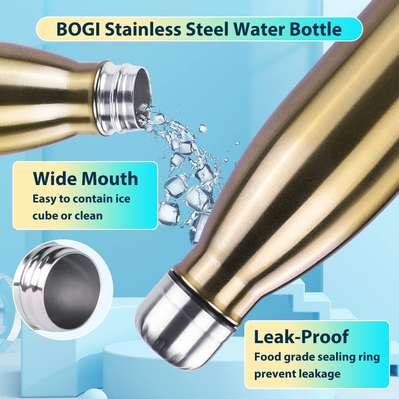 BOGI 17oz Insulated Water Bottle Double Wall Vacuum Stainless Steel Water Bottles, Leak Proof Metal Sports Water Bottle Keeps Drink Hot and Cold - Perfect for Outdoor Sports Camping Biking (Cham) - Image 5