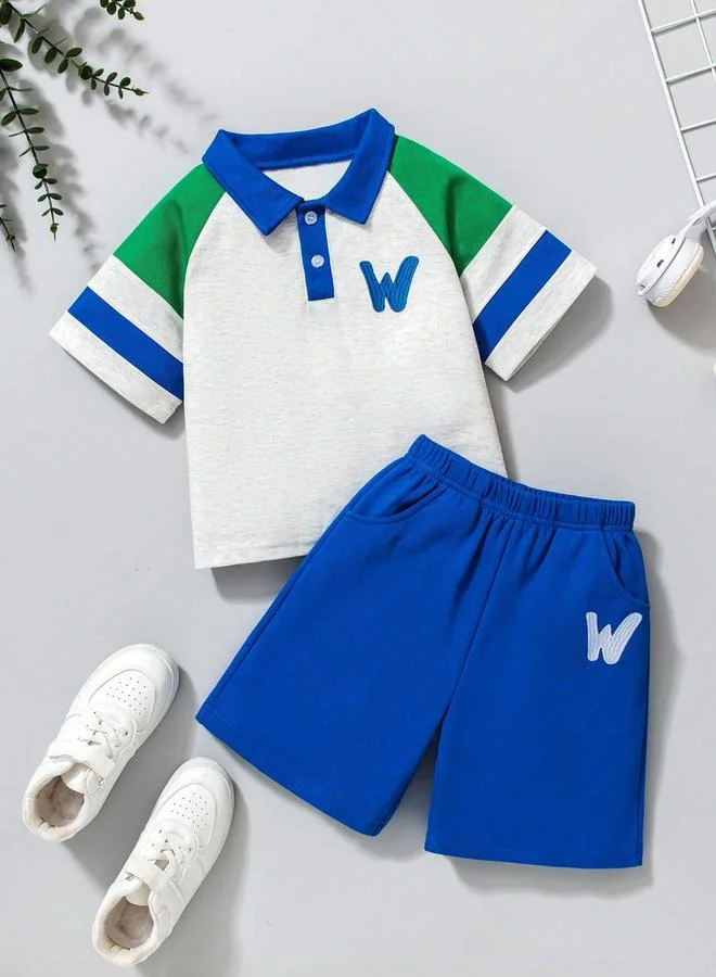 تايك تو طقم منسق من شورت وتيشيرت بولو بنمط كتل الالوان