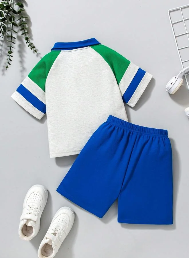 تايك تو طقم منسق من شورت وتيشيرت بولو بنمط كتل الالوان