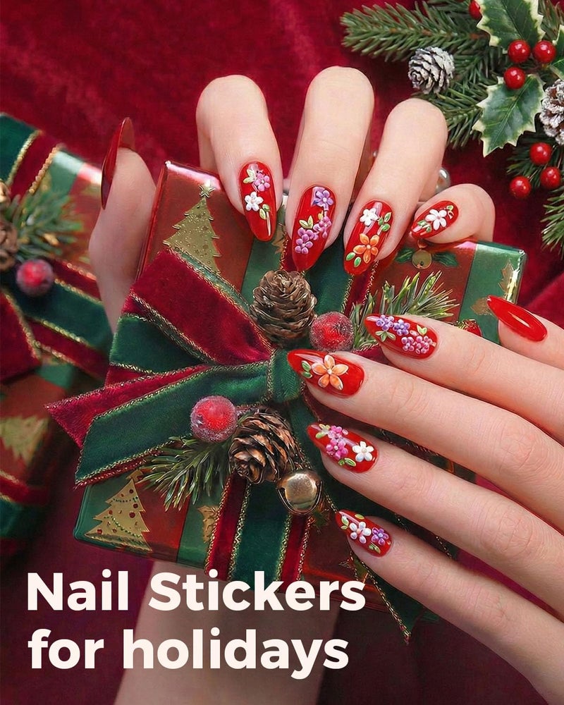 ABOLINE 60 Sheets Nail Stickers for Nail Art, Self Adhesive Nail Decals with Flower, Gold and Butterfly Nail Art Stickers, Nail Design Accessories for Kids and Women - Image 2