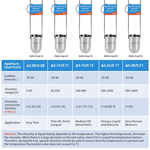 BAOSHISHAN NO.4 Zahn Cup Viscosity Cup #4 Dip Type 44ml Stainless Steel Viscometer Flow Cup for Paint Finishes Oil - Image 5