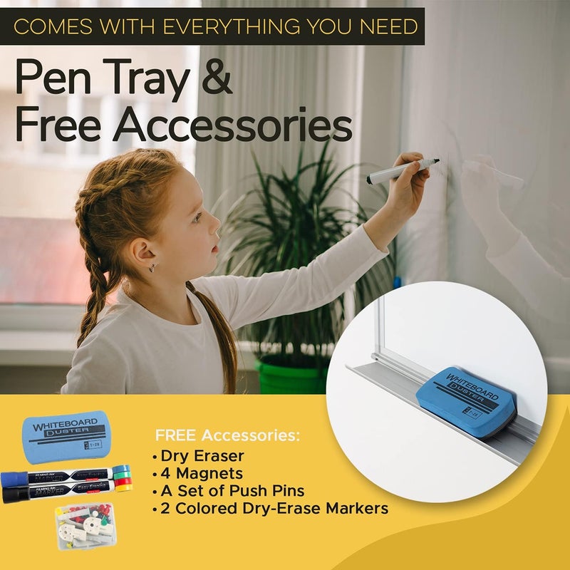 Besso Vision Board 2025: Dry Erase Cork Board Combo Set - 20" x 28" Magnetic White Board and Cork Bulletin Combination Board, Use as Message Board, Memo Board - w/Markers, Eraser, Magnets, Push Pins - Image 4