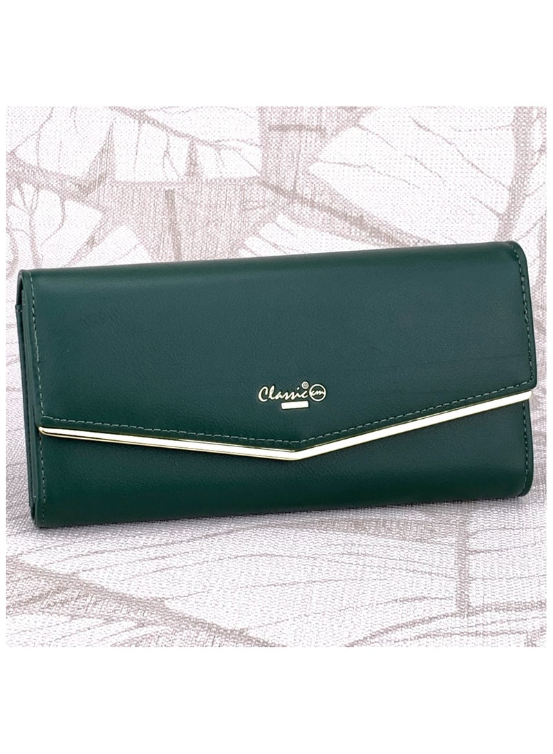 Classic Milano Premium Faux Leather Long Wallet for Women with Snap Closure | Ladies Wallet Card Holder Purse | Slim Women's Wallet for Daily Use, Travel, and Gifting - Image 1