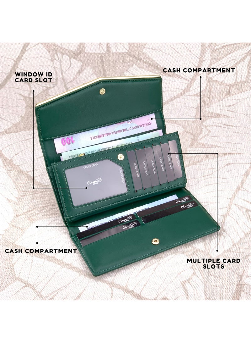 Classic Milano Premium Faux Leather Long Wallet for Women with Snap Closure | Ladies Wallet Card Holder Purse | Slim Women's Wallet for Daily Use, Travel, and Gifting - Image 2