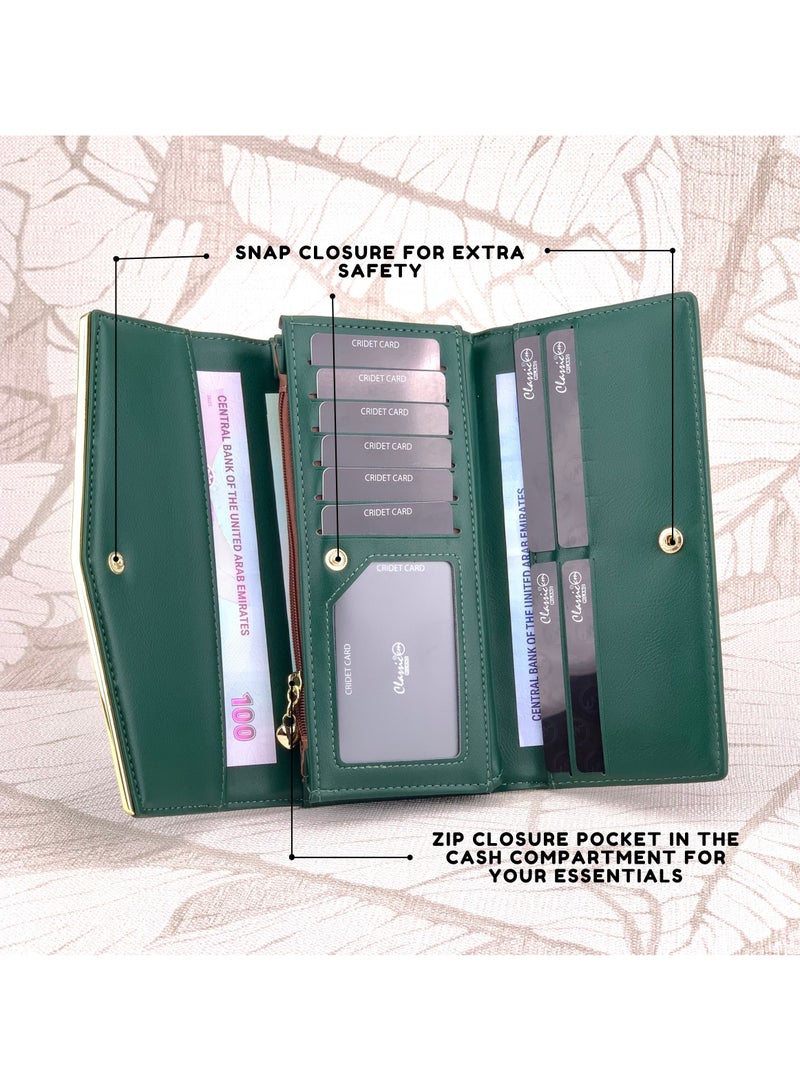 Classic Milano Premium Faux Leather Long Wallet for Women with Snap Closure | Ladies Wallet Card Holder Purse | Slim Women's Wallet for Daily Use, Travel, and Gifting - Image 4