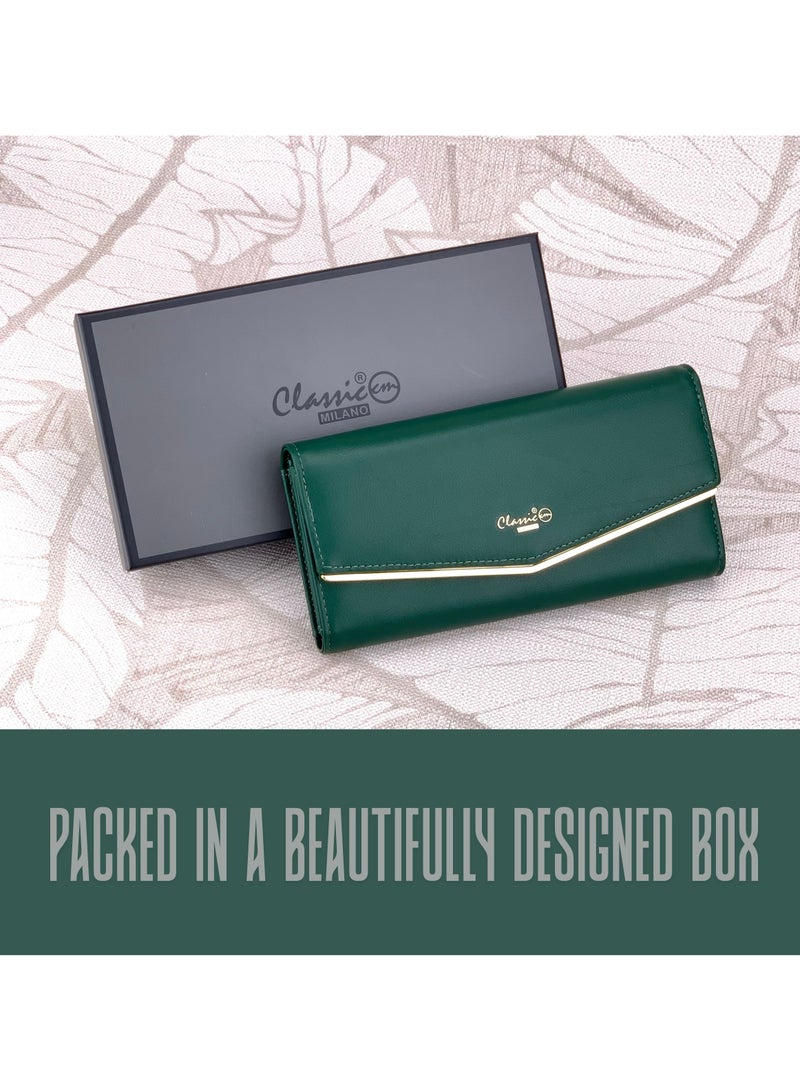 Classic Milano Premium Faux Leather Long Wallet for Women with Snap Closure | Ladies Wallet Card Holder Purse | Slim Women's Wallet for Daily Use, Travel, and Gifting - Image 5