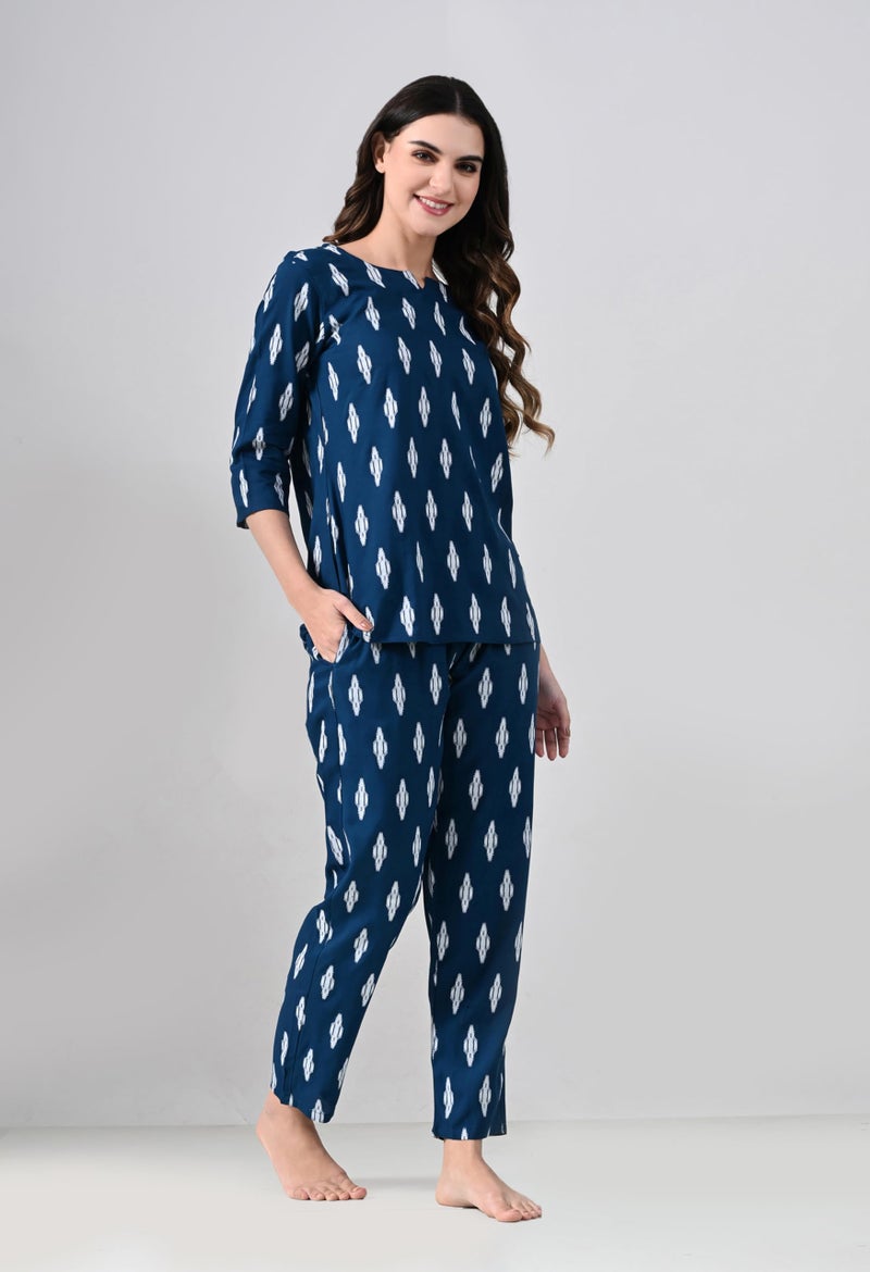 Ichaa Women's Rayon Printed Night Wear Top and Bottom Night Suit Set - Image 3