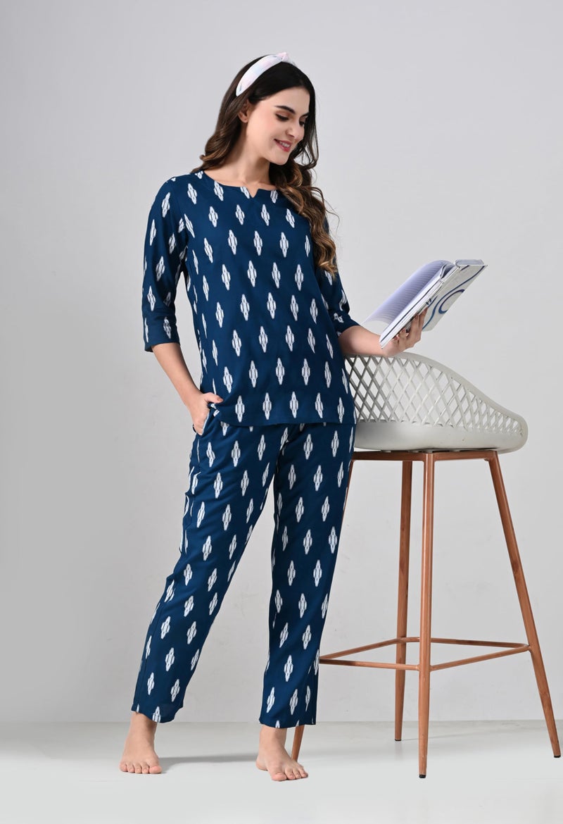 Ichaa Women's Rayon Printed Night Wear Top and Bottom Night Suit Set - Image 5