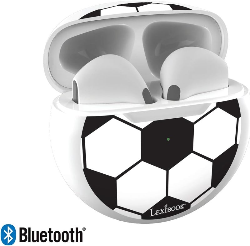 Lexibook , Football, Wireless stereo earbuds, sound, Integrated microphone, Touch control, Charging case, Sound level limited at 85 dB, Black/white, HPBT05FO - Image 2