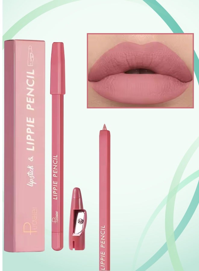 pudaier Lippie Pencil Lipstick with Sharpener Soft Lipliner Pencil Easy to Use Lip Makeup Lip Liner Pencil Matte Waterproof Long Lasting Lipstick Lip Contour Makeup Lip Set Full Color 08 - Image 1