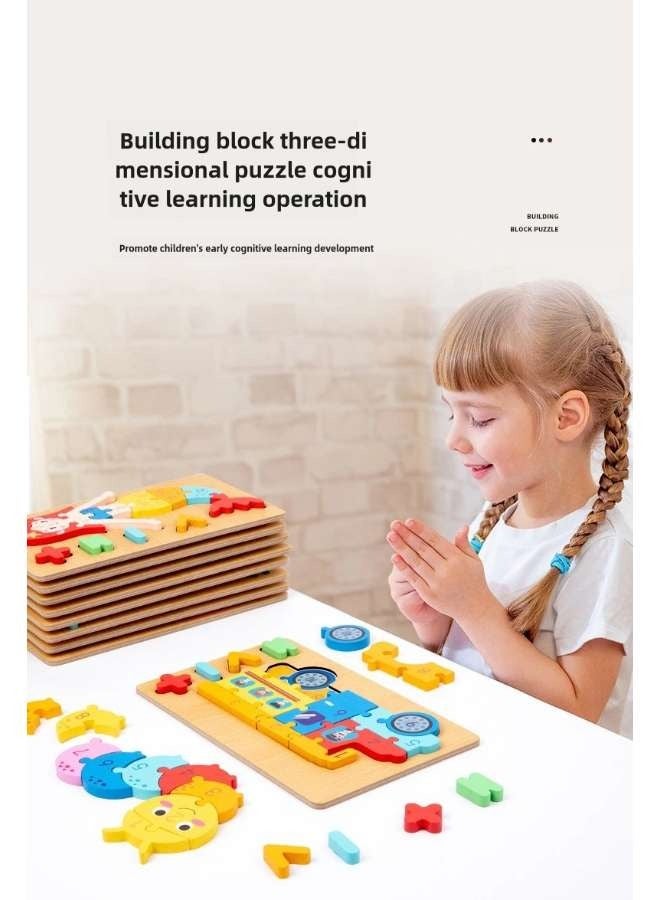 New Early Childhood Education Digital Computing Enlightenment  3D Puzzle Logical Thinking  Puzzle Toy Brain Development 1-3 Year Old Wooden Stereoscopic Puzzle Professional Cognitive Buckle Puzzle Puzzle Board Transportation Vehicle  Airplane Pilot - Image 2