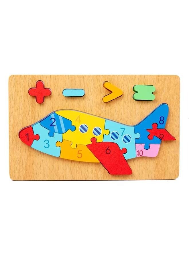 New Early Childhood Education Digital Computing Enlightenment  3D Puzzle Logical Thinking  Puzzle Toy Brain Development 1-3 Year Old Wooden Stereoscopic Puzzle Professional Cognitive Buckle Puzzle Puzzle Board Transportation Vehicle  Airplane Pilot - Image 1