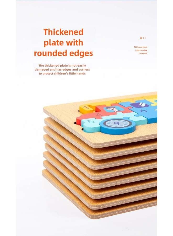 New Early Childhood Education Digital Computing Enlightenment  3D Puzzle Logical Thinking  Puzzle Toy Brain Development 1-3 Year Old Wooden Stereoscopic Puzzle Professional Cognitive Buckle Puzzle Puzzle Board Transportation Vehicle  Airplane Pilot - Image 4