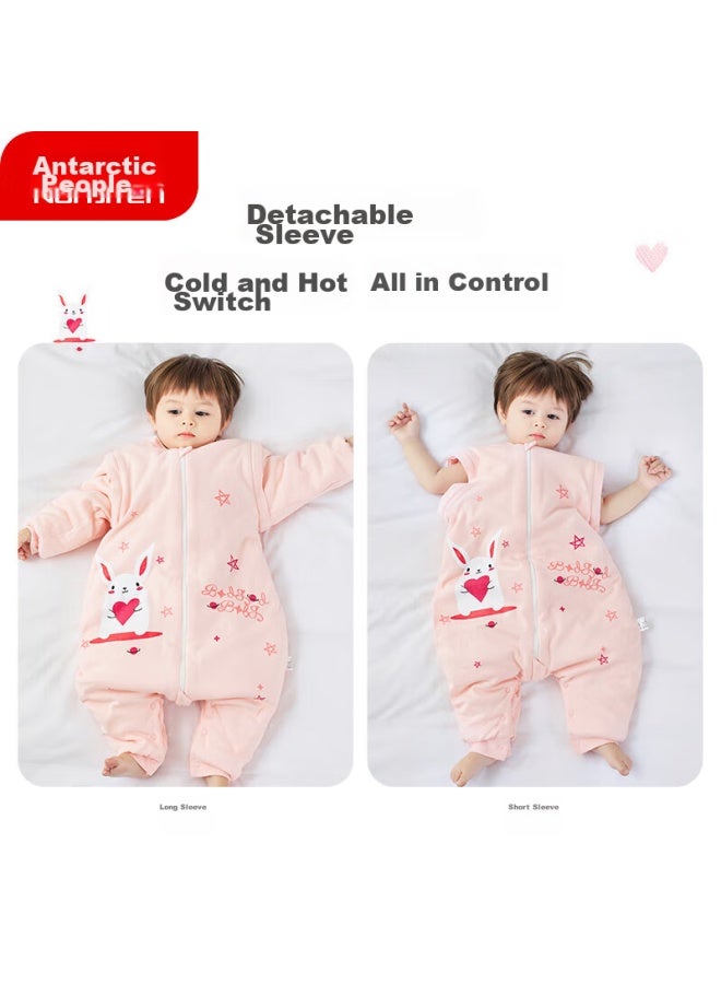 Nanjiren Nanjiren Baby Sleeping Bag Onesie, Infant Anti-kick Padded Sleeping Bag, Split-leg Anti-cold Baby Romper, Pink, Size 90  - Image 4