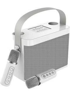 YS YS-219 Bluetooth Karaoke Speaker System with Dual Wireless Microphones – High-Powered Portable Sound System with Deep Bass, Vocal Effects, USB/TF Playback, Rechargeable Battery for Outdoor Parties, Events & Gatherings – Silver  - Image 1