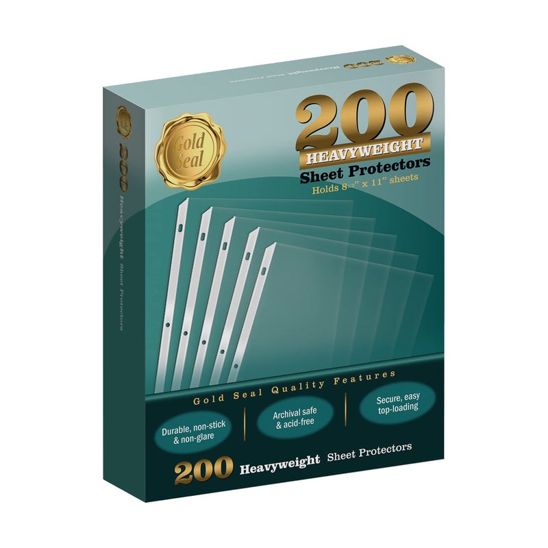 GOLD SEAL 200Box Clear Heavyweight Poly Sheet Protectors 85 x 11