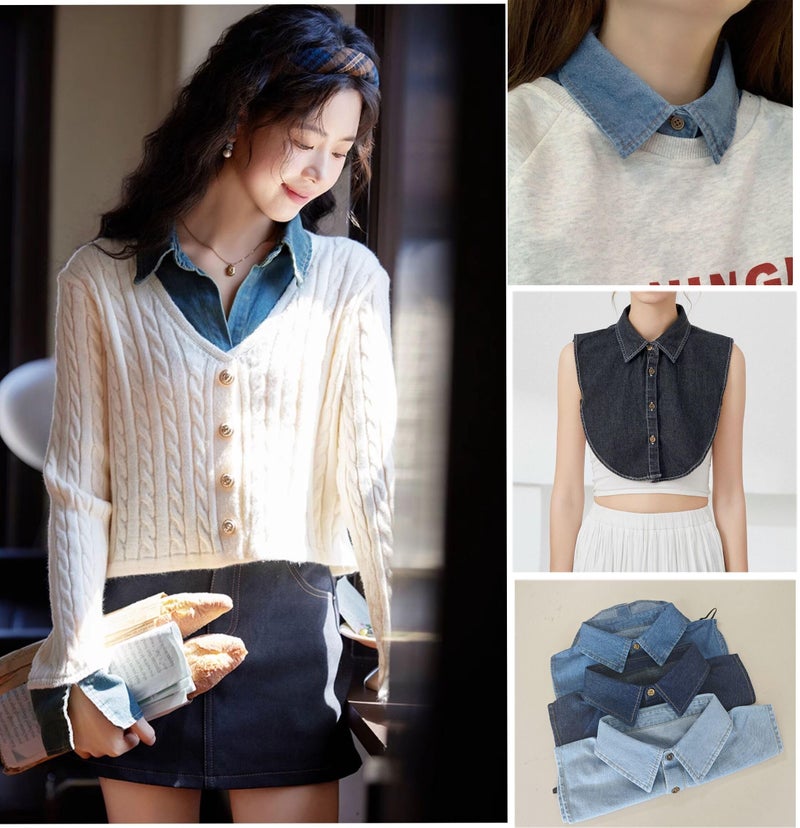 NIDMIDO 4 Packs Cotton Fake Collar Detachable Dickey Collar Blouse Half Shirts Faux False Collar for Women & Men Favors - Image 2
