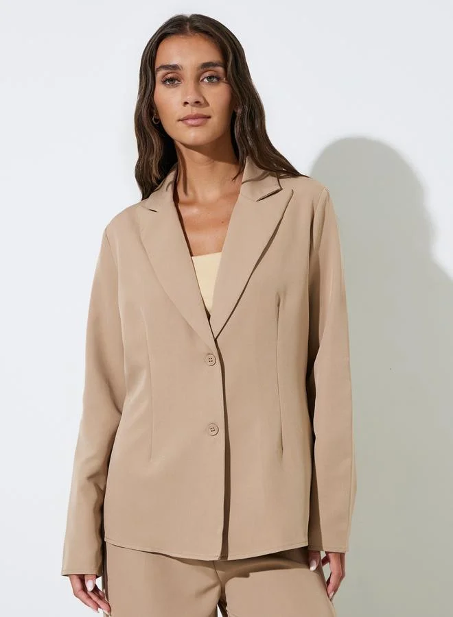 ستايلي Khaki Solid Blazer and Wide-Leg Trousers Co-ord Set