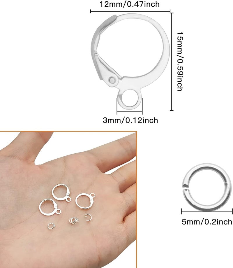 Dhruv Crafts French Earring Hooks Set Lever Back Ear Wire Hypoallergenic Ear Wire Findings for Jewelry Making 125 Pieces Silver - Image 3