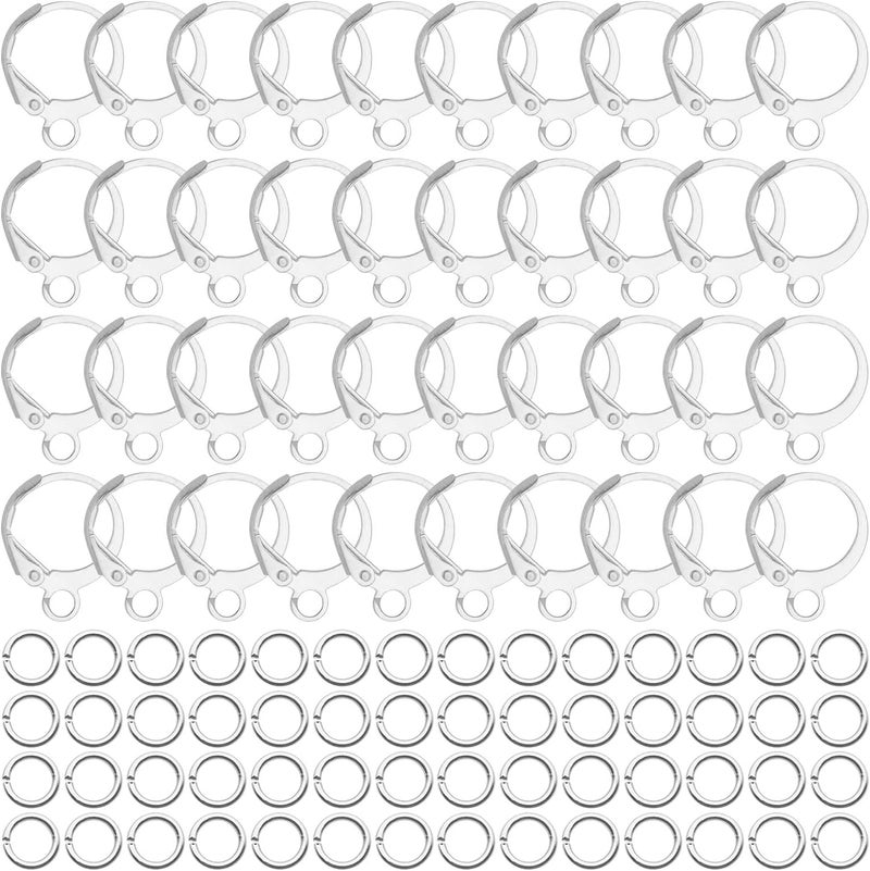 Dhruv Crafts French Earring Hooks Set Lever Back Ear Wire Hypoallergenic Ear Wire Findings for Jewelry Making 125 Pieces Silver - Image 1