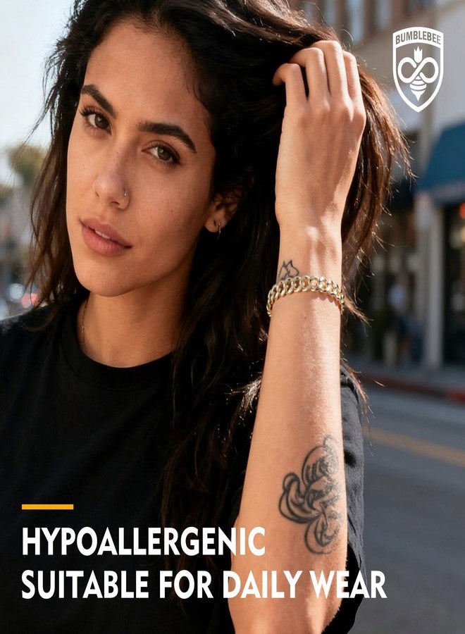 BUMBLEBEE Cuban Link Bracelet for Men and Women,14K Gold Plated 12mm Chunky Miami Cuban Chain Bracelets,Hypoallergenic,Streetwear Hip Hop,Gift for Birthday Size 6.8-8.1 inch - Image 2