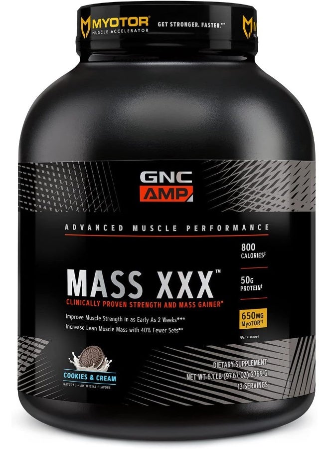 GNC GNC AMP Mass XXX with MyoTOR Protein Powder | Targeted Muscle Building and Workout Support Formula with BCAA and Creatine | Cookies and Cream | 13 Servings - Image 1